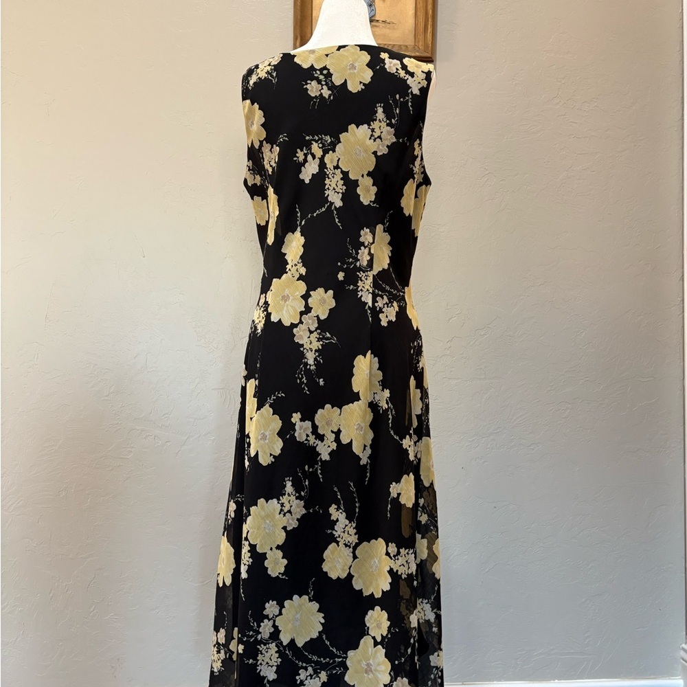 Vintage Y2K Black Floral Midi Dress | Studio I | Size 12 - Picture 8 of 12